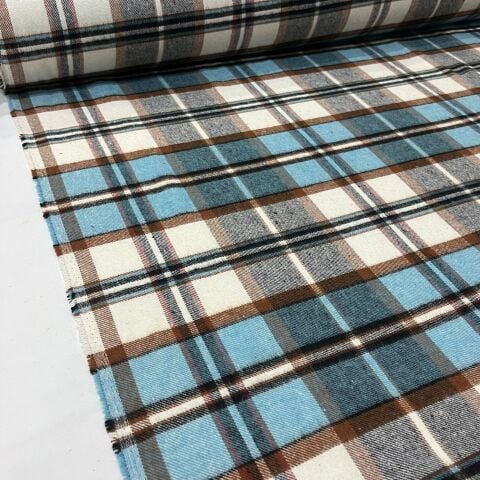 Mavi-Kahve Ekose Oduncu Kumaş