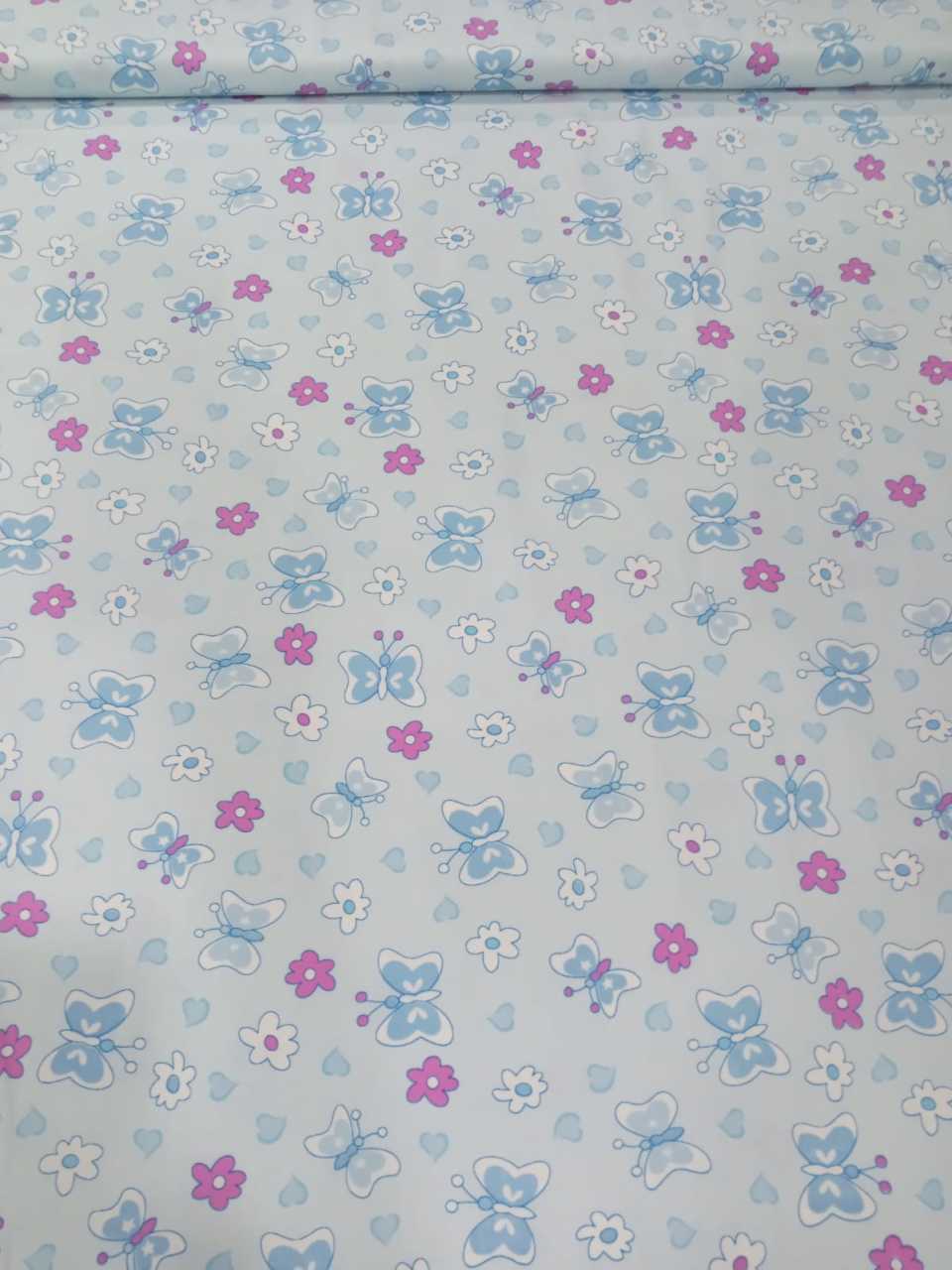 Mavi Kelebekler Elbiselik Poplin Kumaş