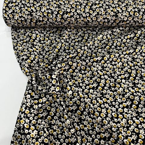 Sarı Menekşe Bahçesi Viskon Kumaş