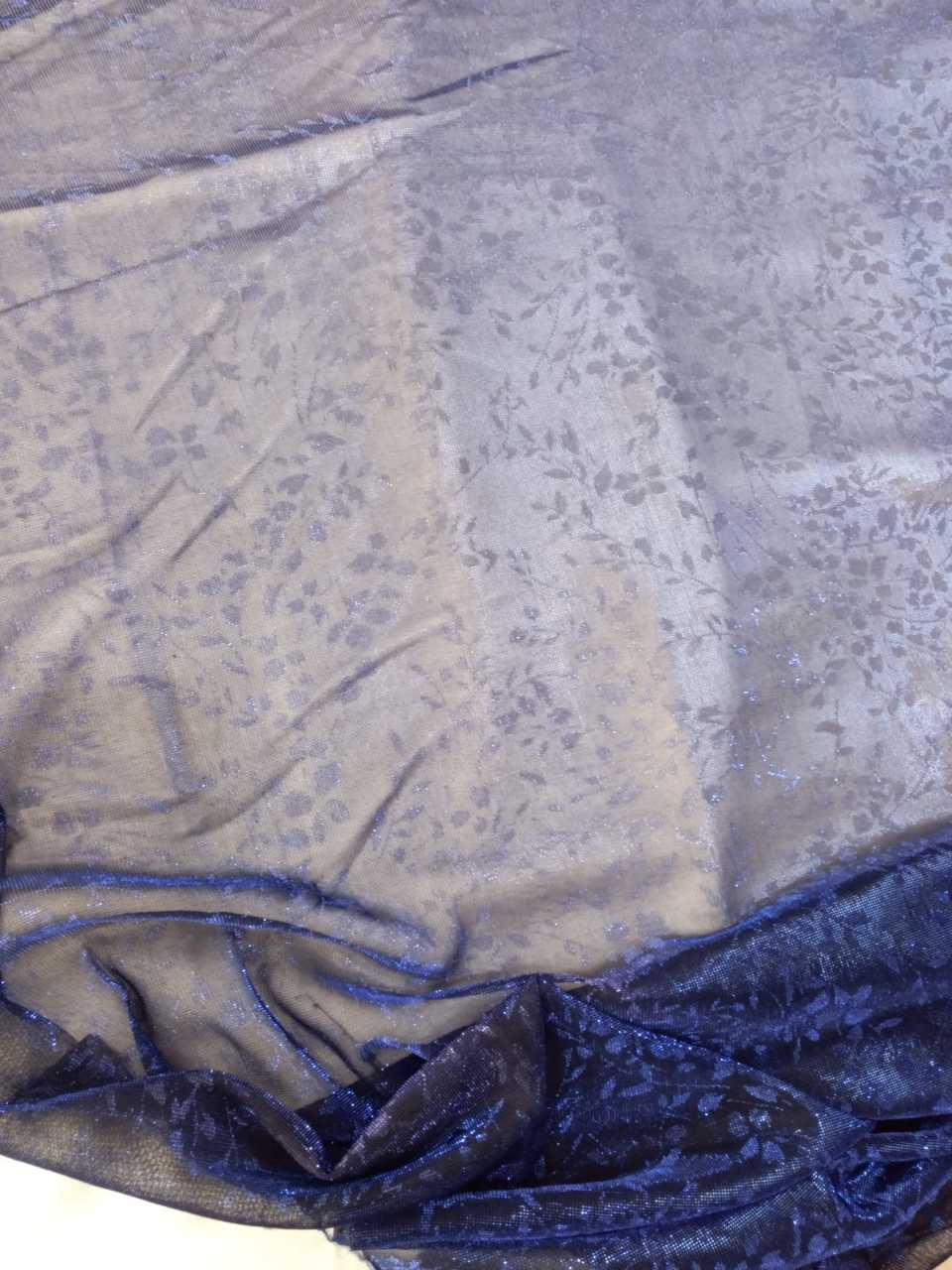 Lacivert Simli Sarmaşık Abiyelik Kumaş