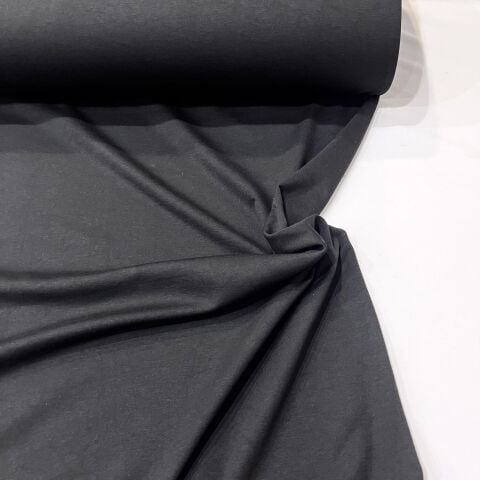 Siyah Çelik Jarse Likralı Penye Kumaş