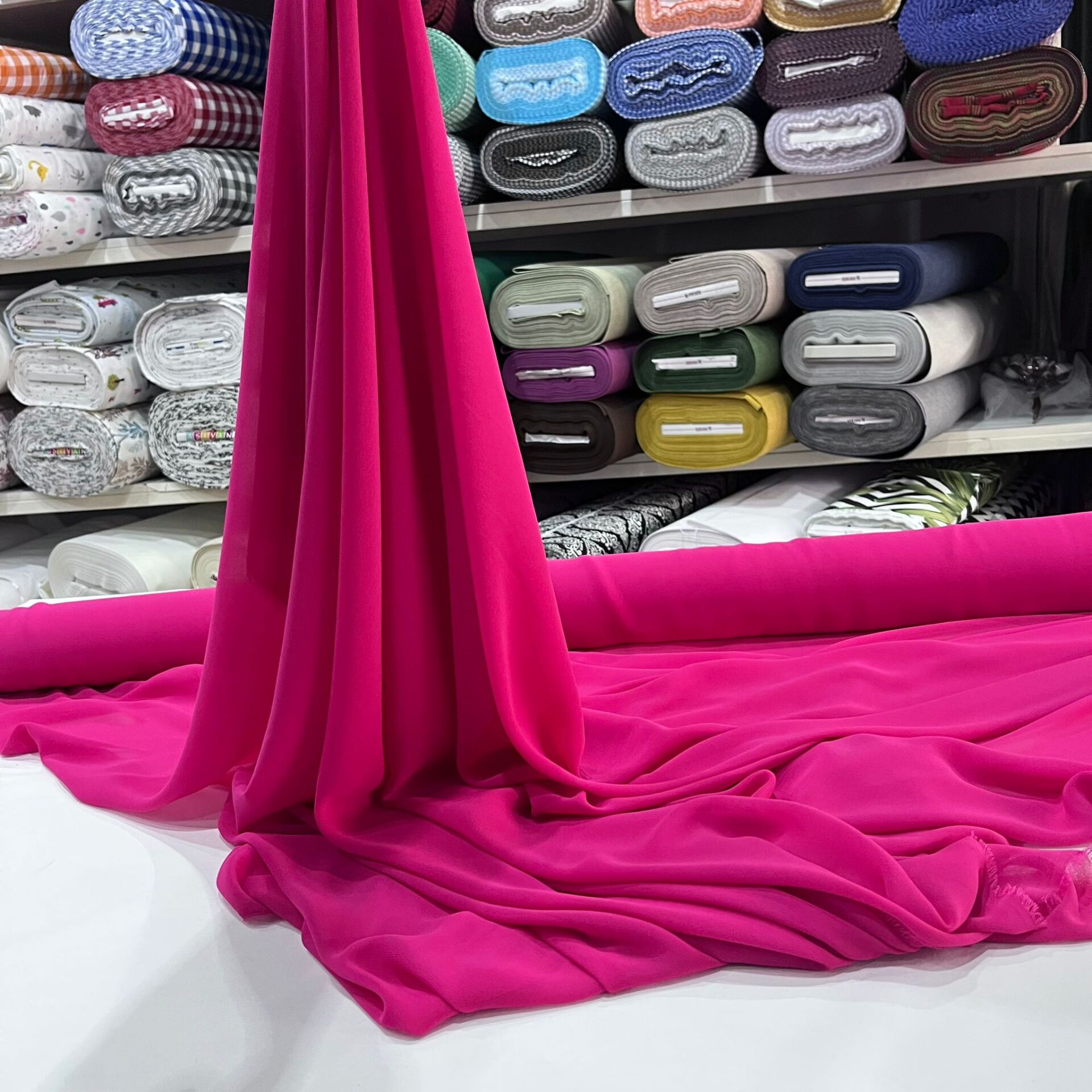 Fuşya Şifon Kumaş