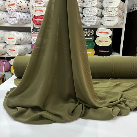 Haki Yeşili Şifon Kumaş