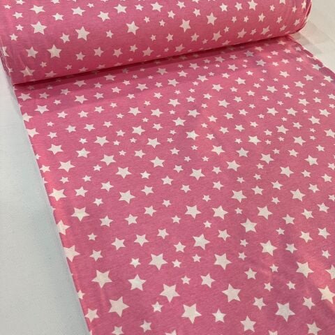 Pembe Yıldızlar Poplin Kumaş
