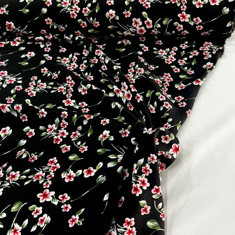 Kırmızı Frezya Viskon Kumaş