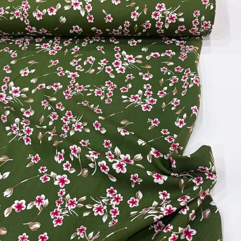 Yeşil Frezya Viskon Kumaş