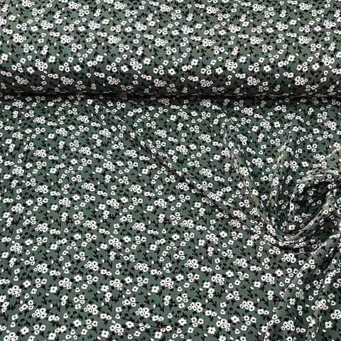 Yeşil Mini Papatya Viskon Kumaş