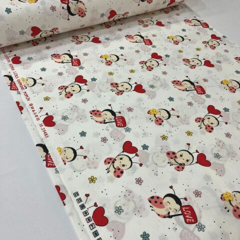 Uğur Böceği Poplin Kumaş