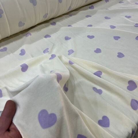 Krem Lila Kalpli Pamuk Penye Kumaş En 190cm