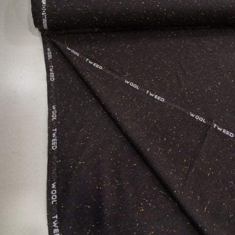 Yünlü Koyu Kahverengi Karyağdı Tweed Kumaş