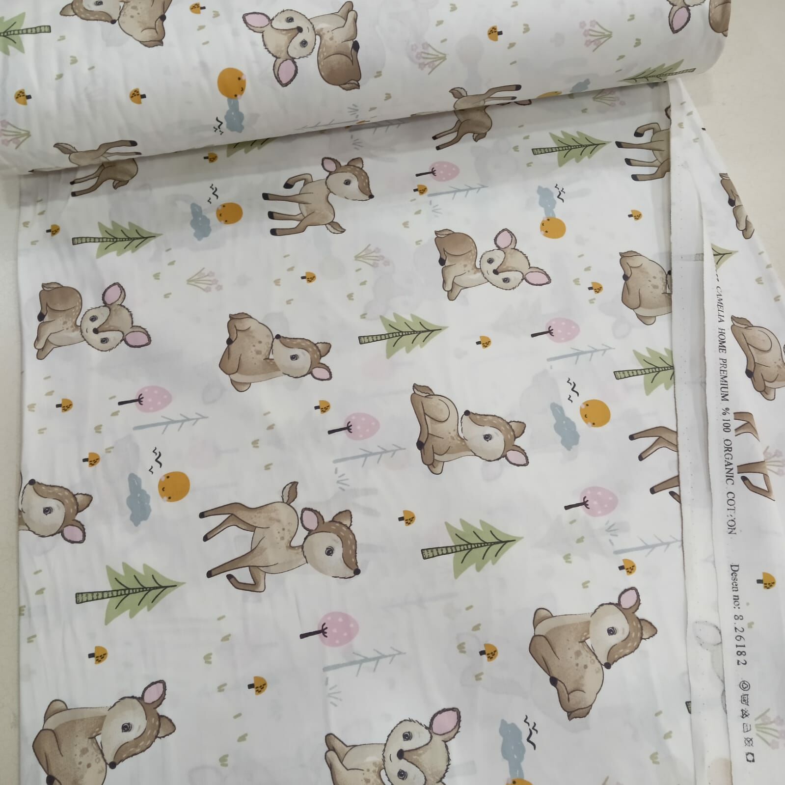 Bambi Ormanda Kahve Poplin Kumaş