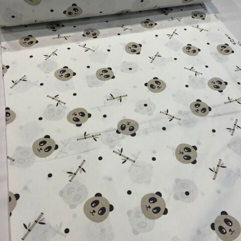 Panda Ormanda Kahve Poplin Kumaş