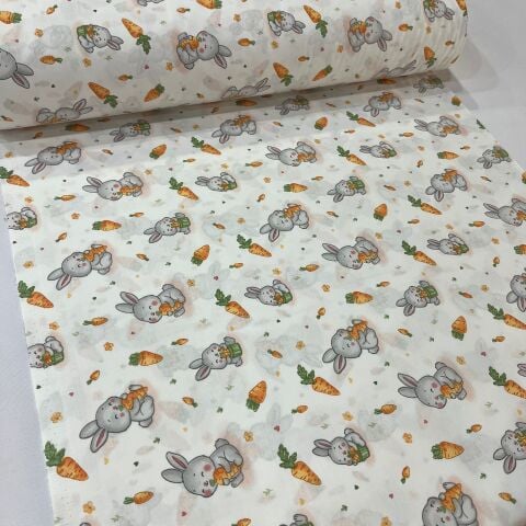 Tavşanlar Poplin Kumaş