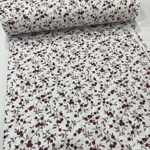 Bordo Sarmaşık Poplin Kumaş