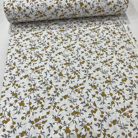 Sarı Sarmaşık Poplin Kumaş