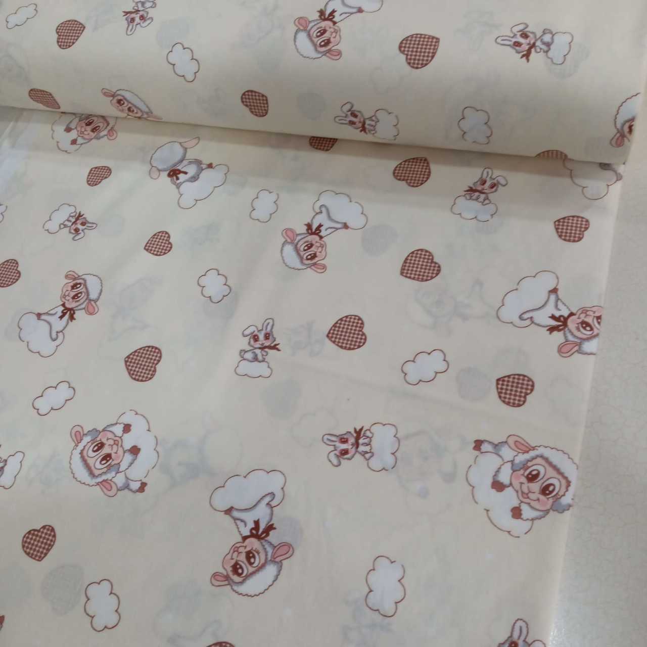 Kuzu Tavşan Bulut Poplin Kumaş Krem