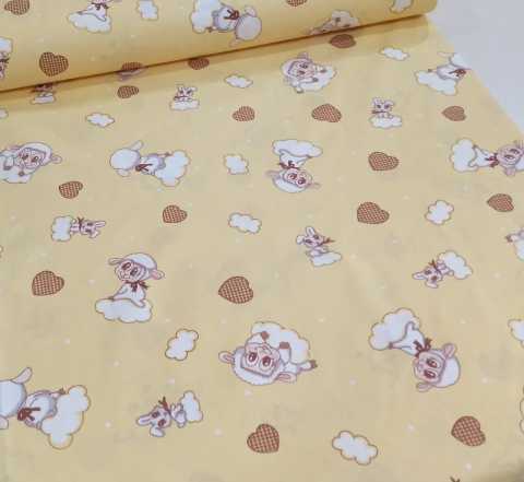 Kuzu Tavşan Bulut Poplin Kumaş Sarı