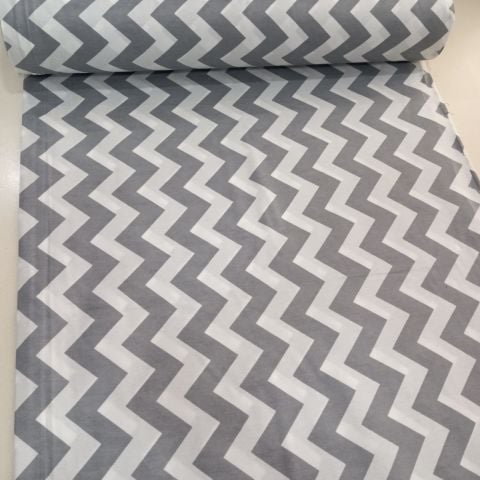 Gri Zikzak Poplin Kumaş