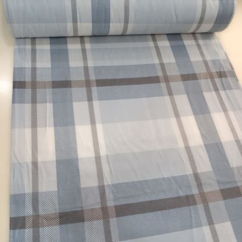 Mavi Ekose Poplin Kumaş