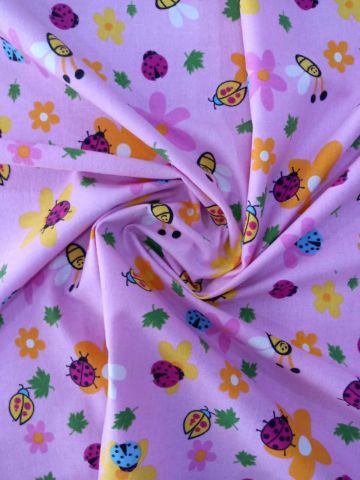 Uğur Böceği Pazen Kumaş Pembe