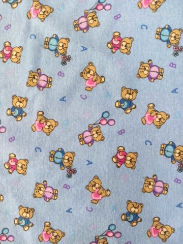 Alfabe ve Ayıcık Pazen Kumaş Mavi