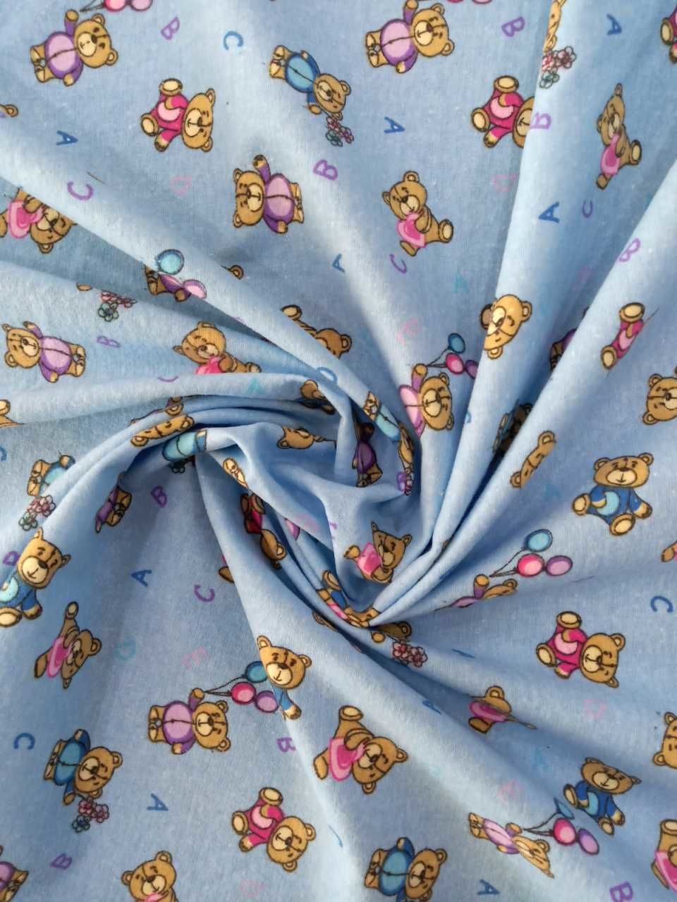 Alfabe ve Ayıcık Pazen Kumaş Mavi