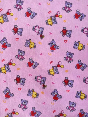 Alfabe ve Ayıcık Pazen Kumaş Pembe