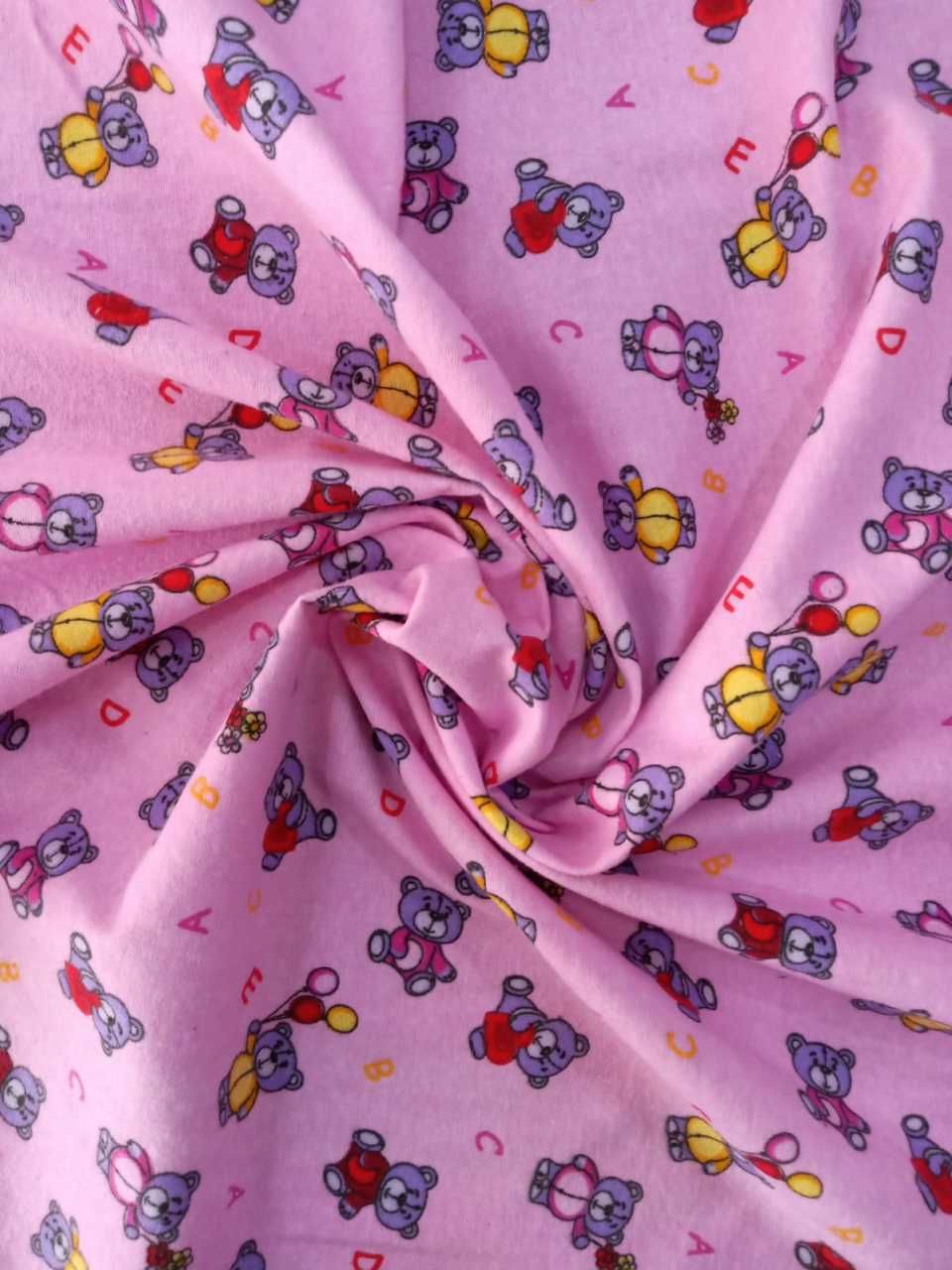 Alfabe ve Ayıcık Pazen Kumaş Pembe