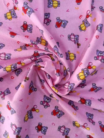 Alfabe ve Ayıcık Pazen Kumaş Pembe