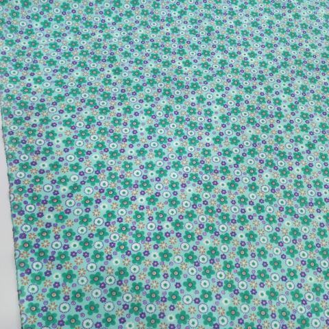 Çeşitli Çiçek Pazen Kumaş Turkuaz