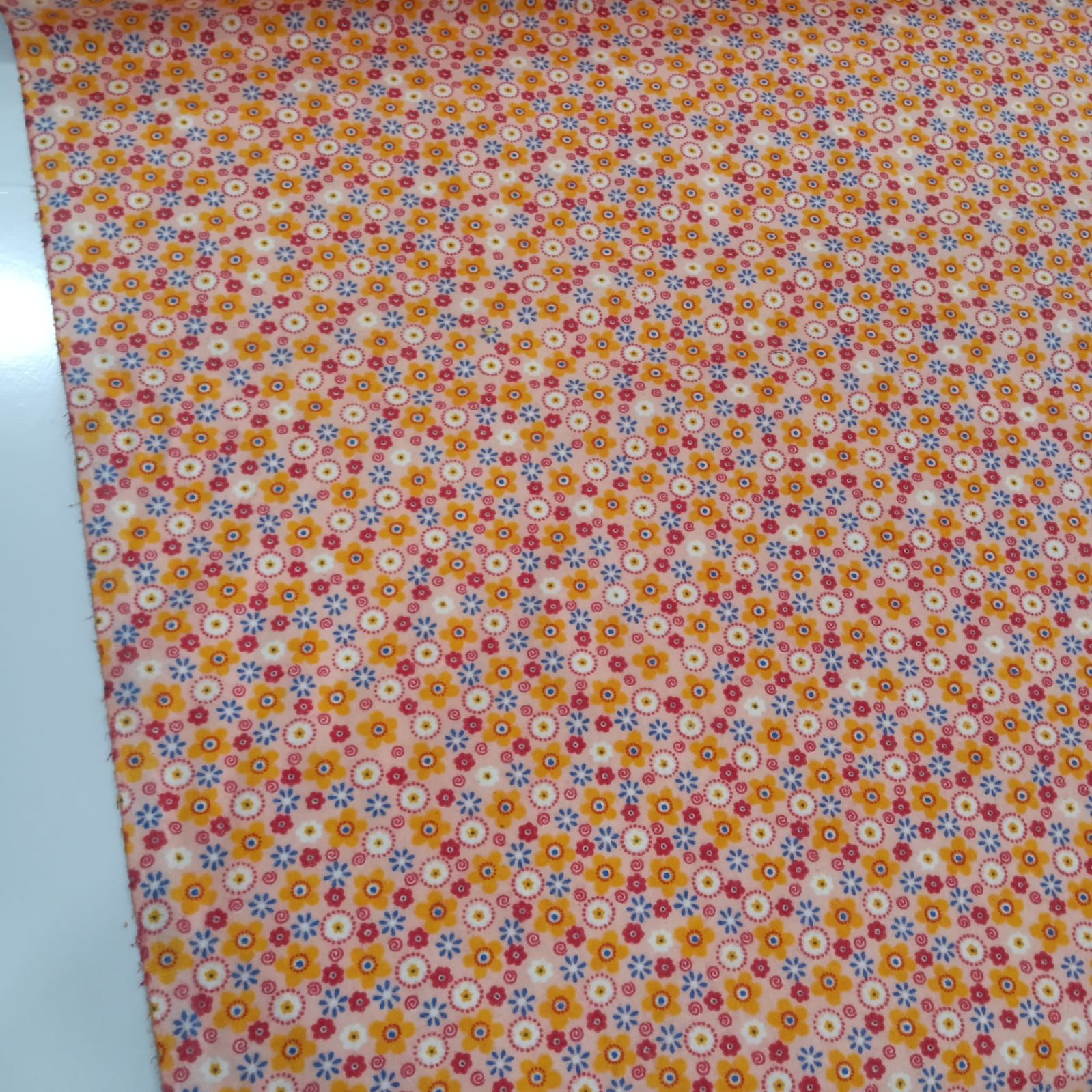 Çeşitli Çiçek Pazen Kumaş Turuncu