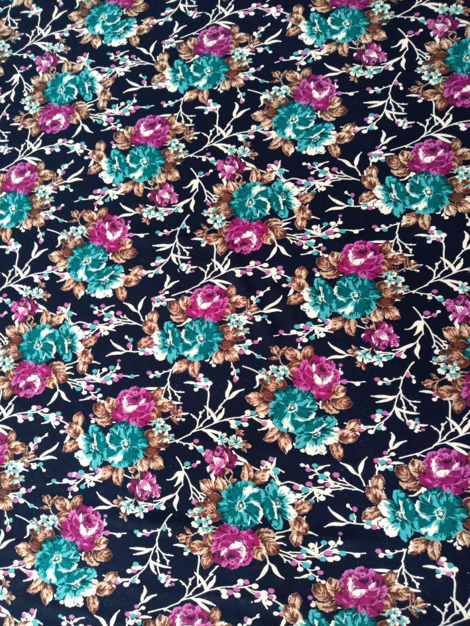 Büyük Güllü Kaşmir Kumaş Mavi