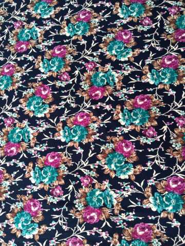 Büyük Güllü Kaşmir Kumaş Mavi