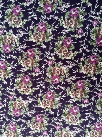 Büyük Güllü Kaşmir Kumaş Mor