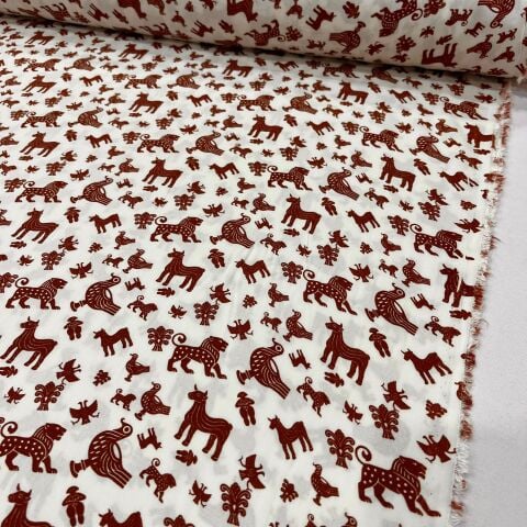 Tarçın Anadolu Etnik Viskon Kumaş