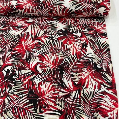 Kırmızı Panama Viskon Kumaş