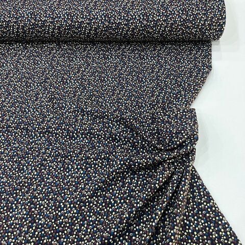 Mavi Çıtır Çiçekli Viskon Kumaş