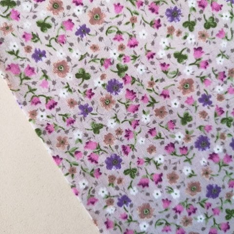 Minik Çiçekli Poplin Kumaşlar Sütlü Kahve