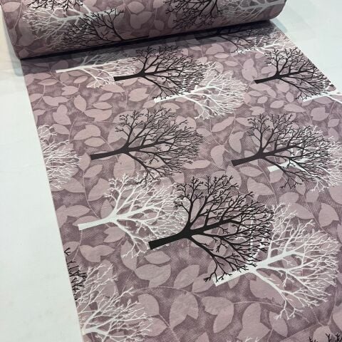 Gül Kurusu Yaprak ve Ağaç Poplin Kumaş