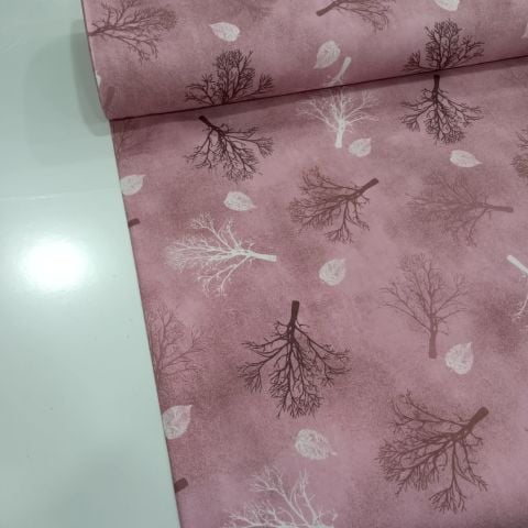 Pembe Ağaçlar Duck Keten Kumaş
