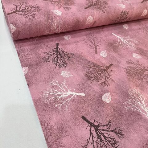 Pembe Ağaçlar Döşemelik Duck Keten Kumaş