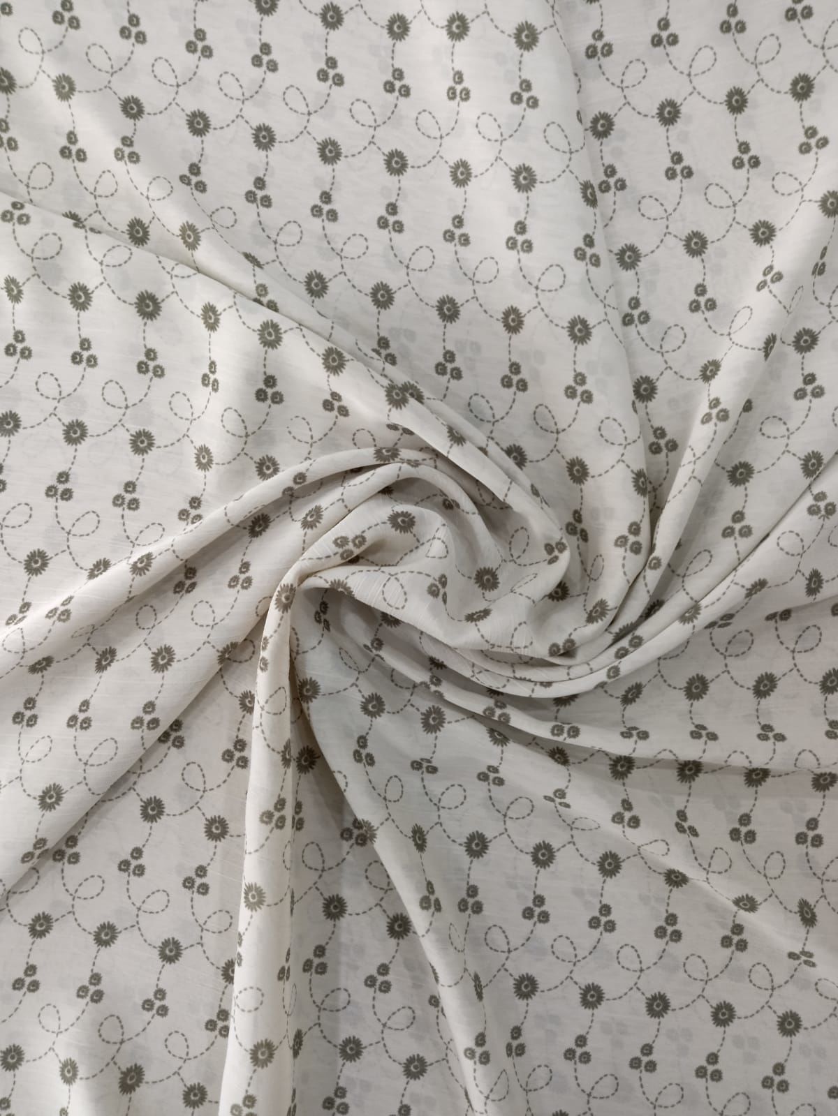 Mavi Bürümcük Krinkıl Şifon Kumaş Krem