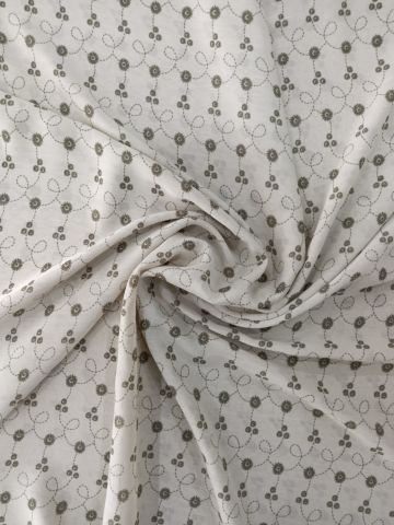 Mavi Bürümcük Krinkıl Şifon Kumaş Krem