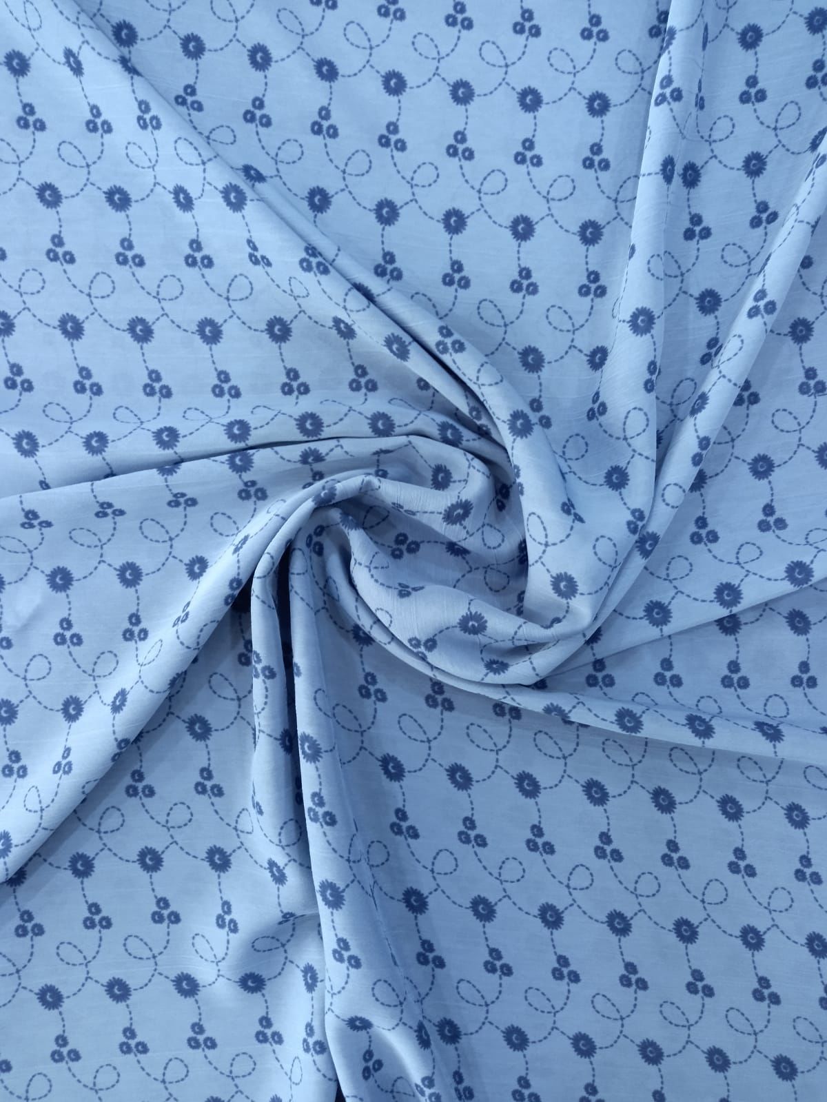 Mavi Bürümcük Krinkıl Şifon Kumaş Mavi