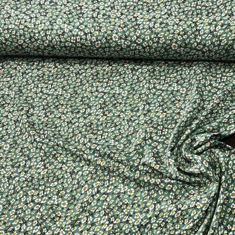 Yeşil Badem Çiçekleri Viskon Kumaş