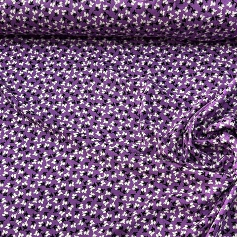 Lila Flowers Viskon Kumaş