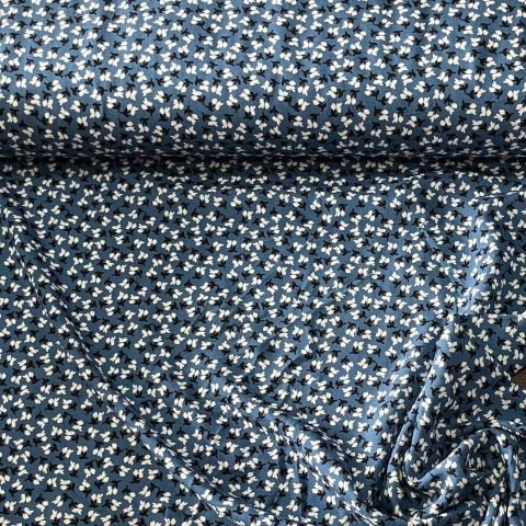 Mint Flowers Viskon Kumaş