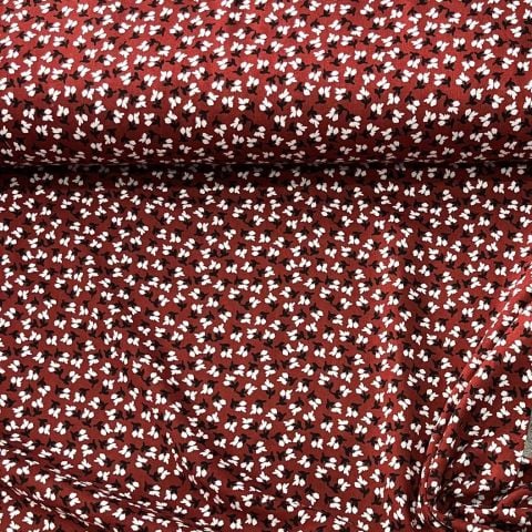 Kiremit Flowers Viskon Kumaş