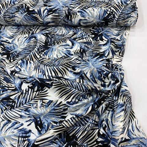 Mavi Panama Viskon Kumaş