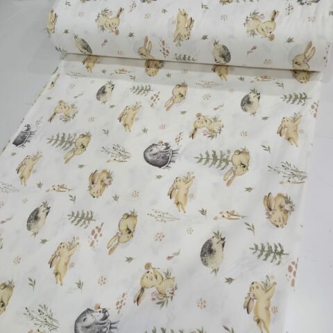 Ayıcık ve Tavşancık Poplin Kumaş